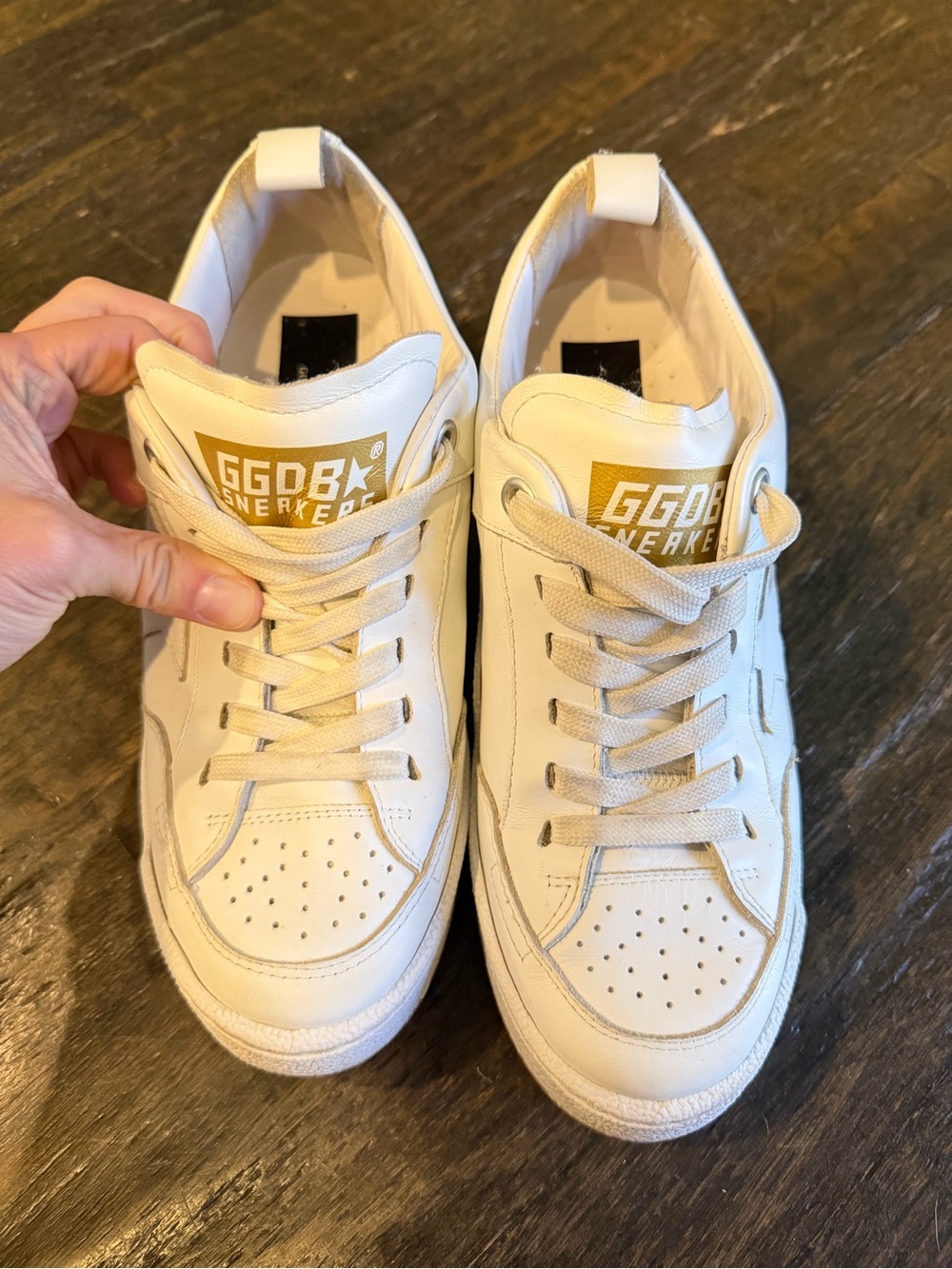 Golden Goose Yeah! White Leather Metallic Gold Low Top Sneakers Size 38 (US 8)